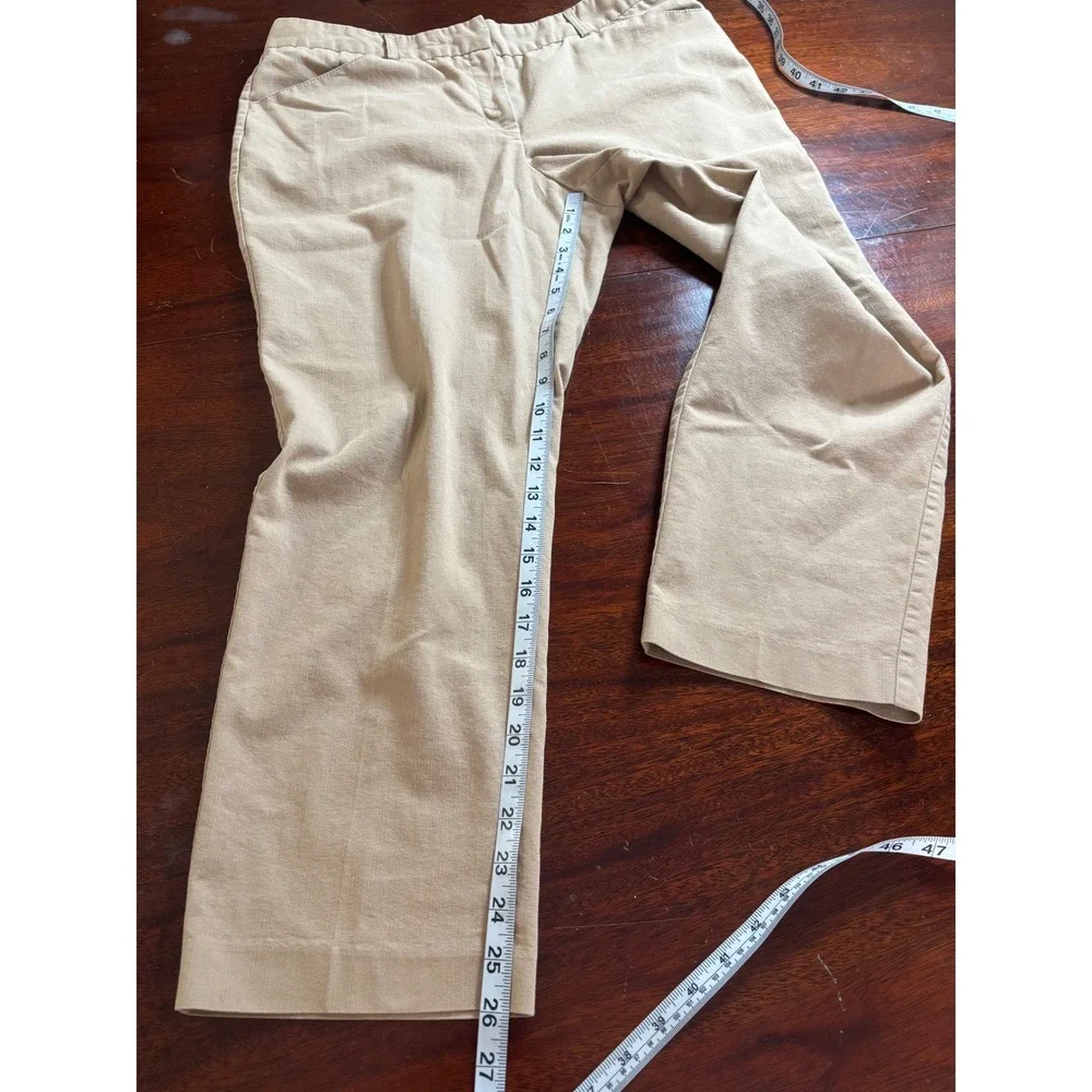 Womens Classic Khaki Tan Cropped Pants Size 14 Cotton Blend Quiet Luxury